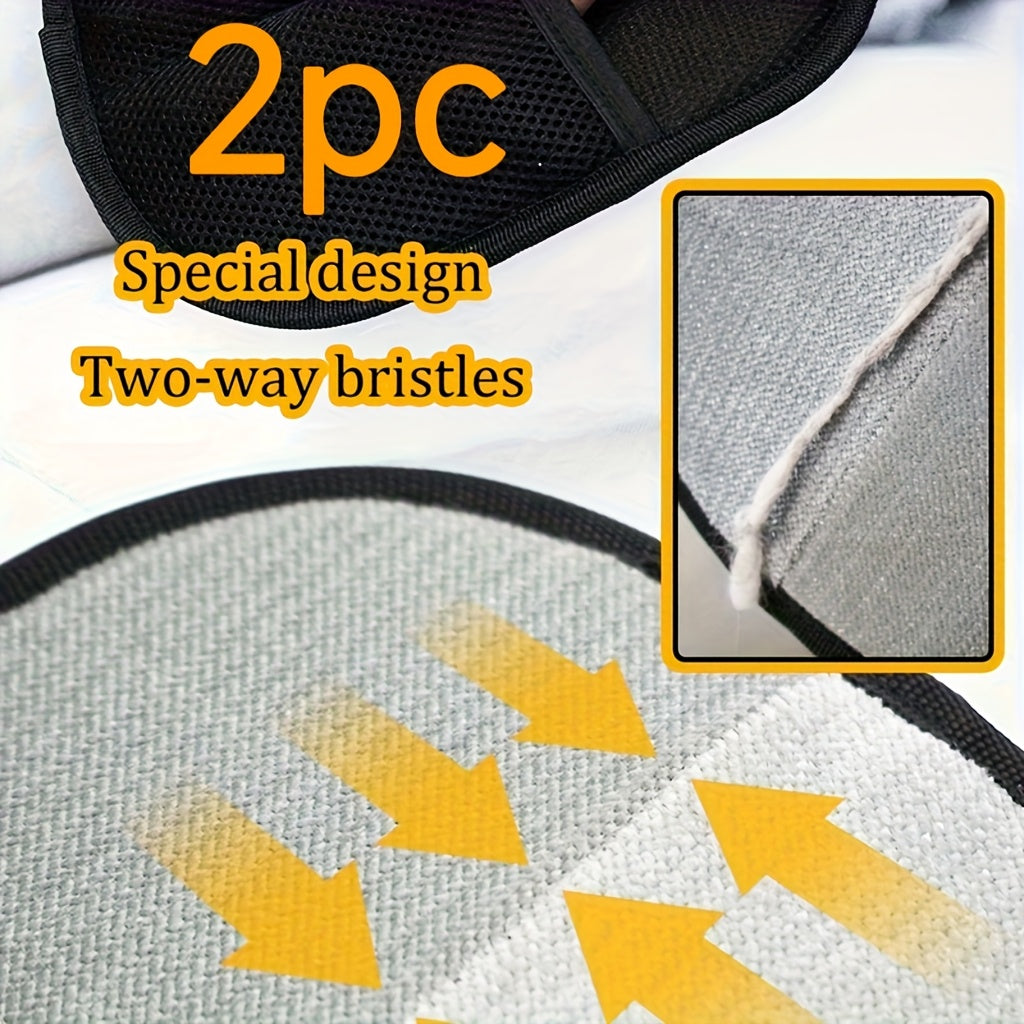 2pcs Pet Hair Remover Gloves, Dual-Sided Static Brush for Dogs & Cats, Efficient Grooming Mitt with Soft Nylon Bristles, Comfortable Hand Fit, Ideal for Long & Short Fur, Pet Grooming Supplie