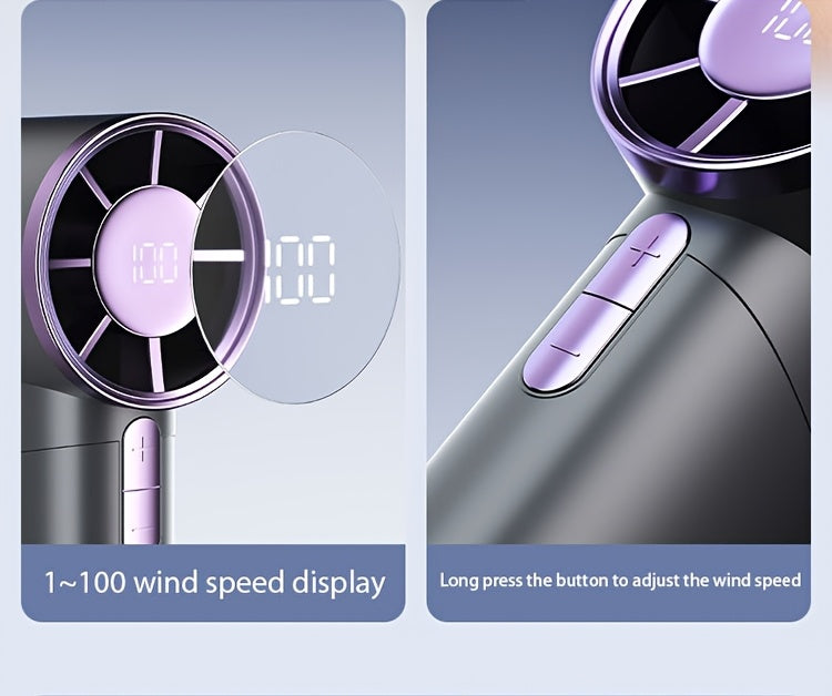 Portable Handheld Fan with 100-Speed Turbo, 3000mAh Rechargeable Battery, LCD Display, 9000 RPM High Wind Power, Silent Operation – Perfect for Travel, Camping, & Outdoor Activities | Ideal Gift for Women & Men My Store