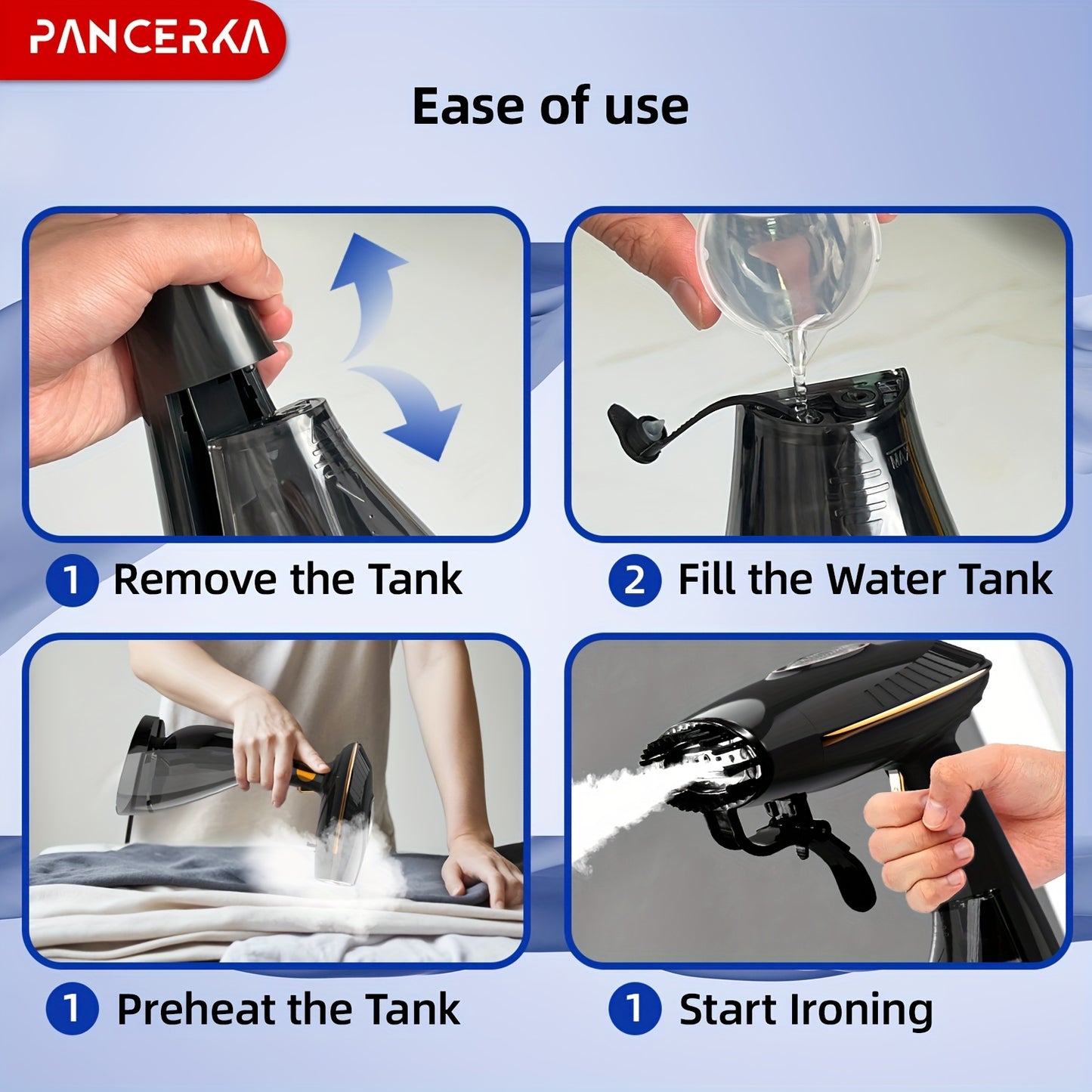 Portable Handheld Steamer – 1500W High-Power Quick Heat-Up, Auto-Off, Foldable Vertical Design, No-Wet Ironing, UK Plug 220-240V for Home & Travel Garment Steaming