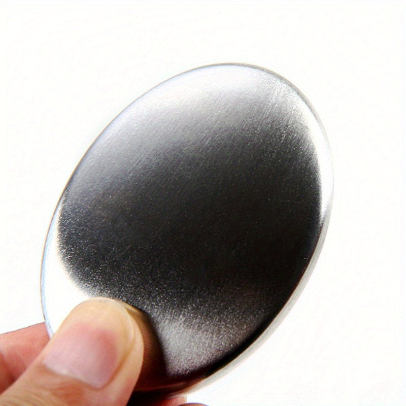 Stainless Steel Soap Bar – 1pc Oval Hand Soap for Garlic & Fish Odor Removal, Home Essential