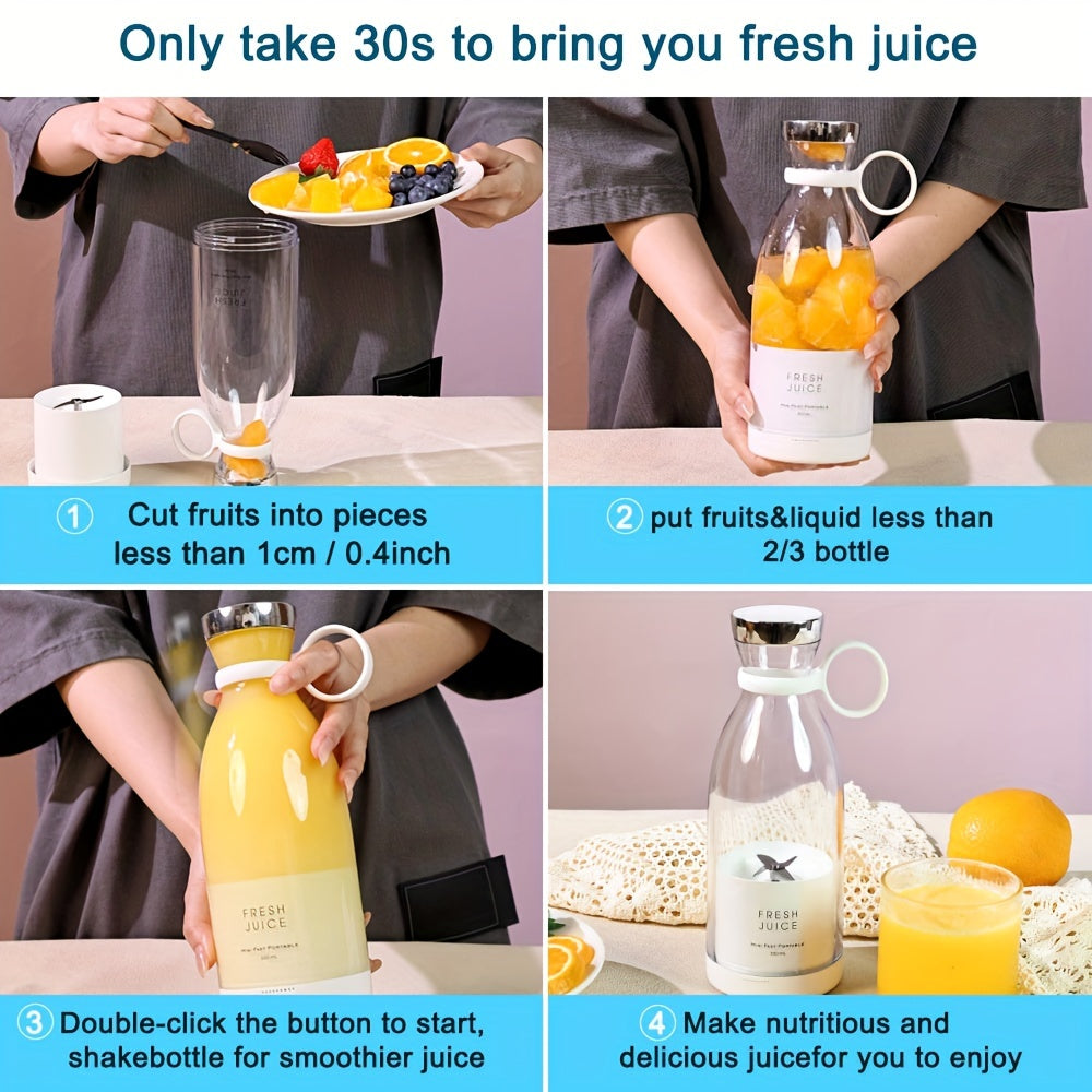350ml Portable Wireless Mini Fruit Blender Juicer – USB Rechargeable & Travel-Friendly