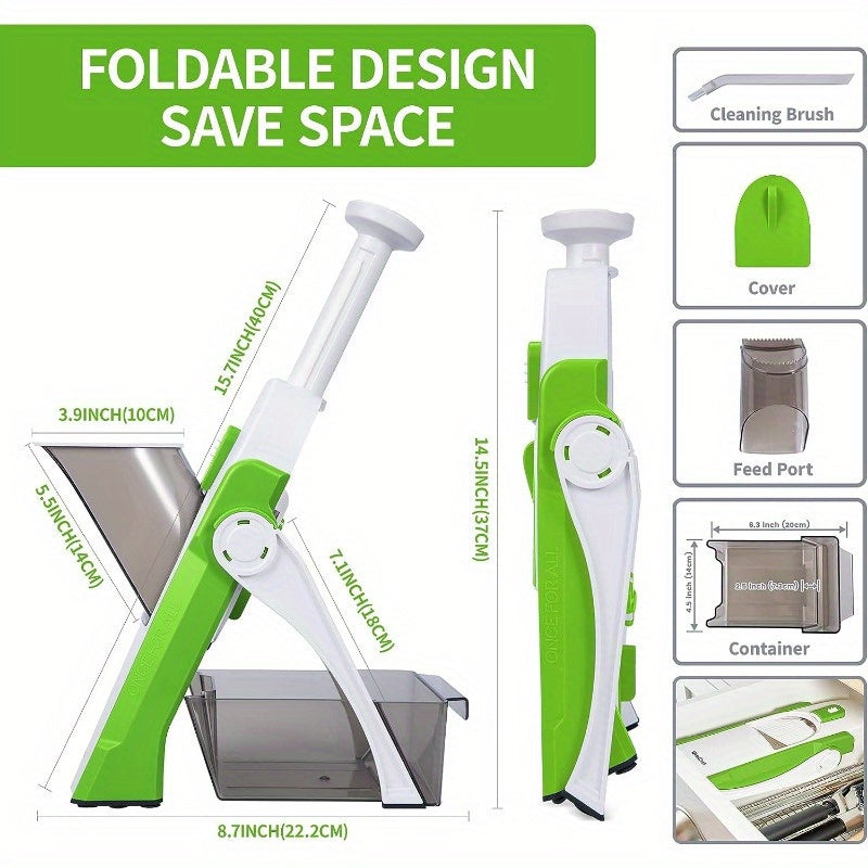 bedee 4-in-1 Manual Vegetable Slicer & Fruit Cutter – Stainless Steel Blades, No Electricity Needed