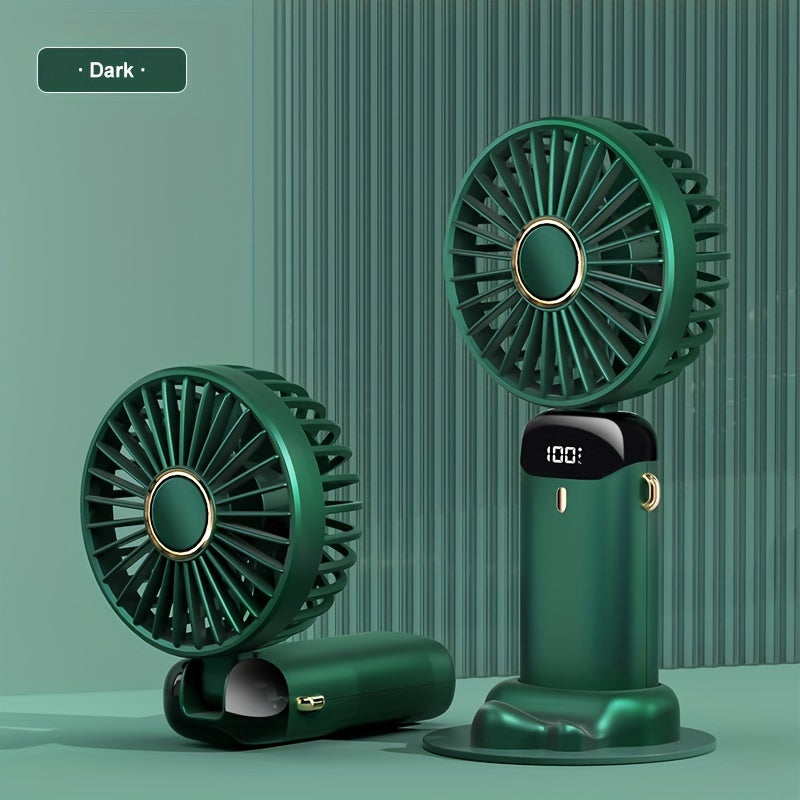 Compact USB Rechargeable Handheld Fan with Adjustable 90° Angle, Digital Display, Aromatherapy Holder, and Sleek Design – Portable Desktop Fan for Men, Women & Students (Purple & Blue/Black) My Store