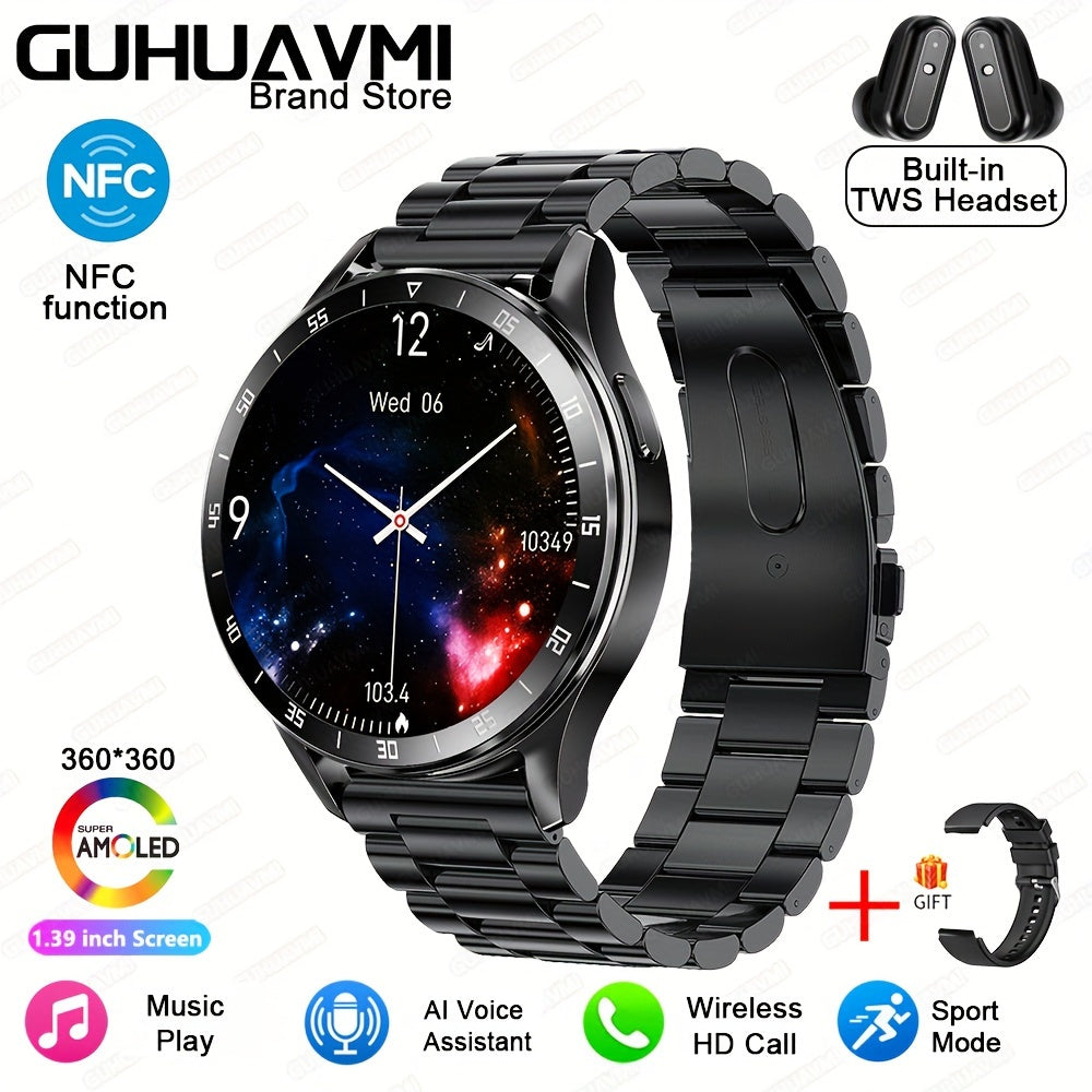 Men's Fashion Smart Watch & Earphones 2-in-1 | 1.39-inch HD Full Touch Screen | Wireless Calling, NFC, Multiple Sports Modes | Fitness Tracker with Built-in Headphones My Store