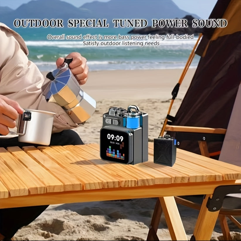 Portable BT Speaker – Mini Wireless Touch Screen Speaker with HD Sound, LED Lights, BT5.4, Stereo Pairing for Outdoor, Travel, Home, Party, Beach, Camping & Hiking