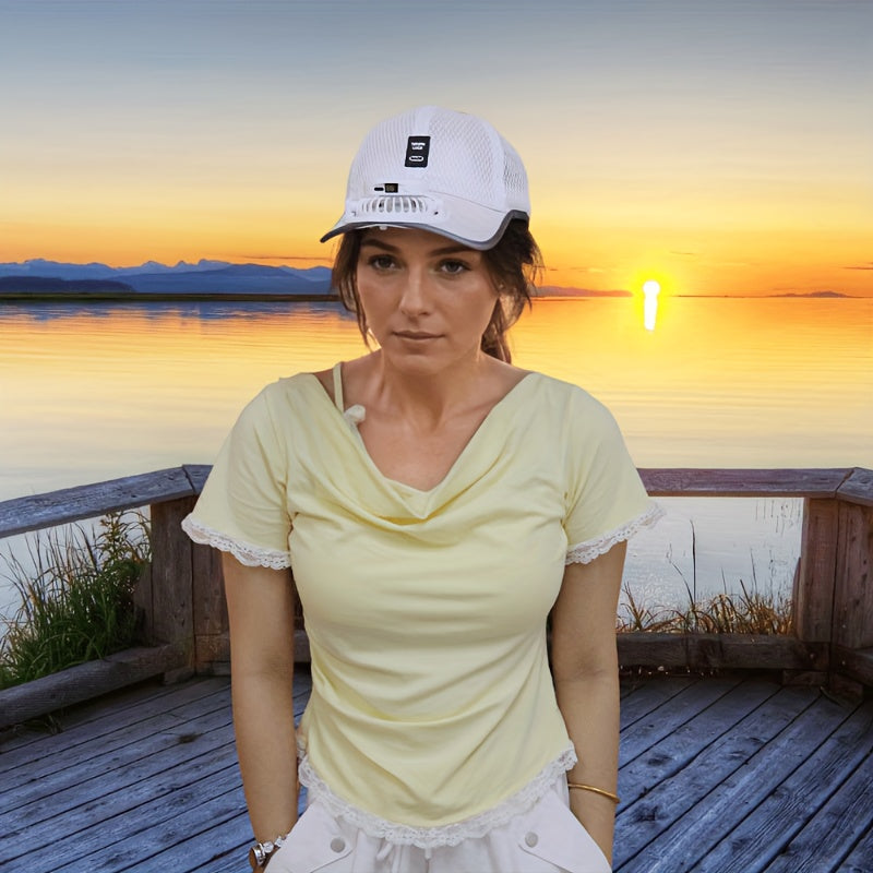 Summer Cooling Hat – USB Rechargeable Fan Cap for Outdoor Travel