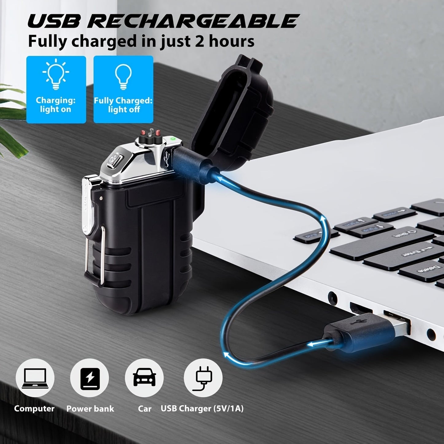 USB-C Rechargeable Plasma Arc Lighter – Windproof & Flameless Electric Lighter for Camping & Outdoor Use. My Store