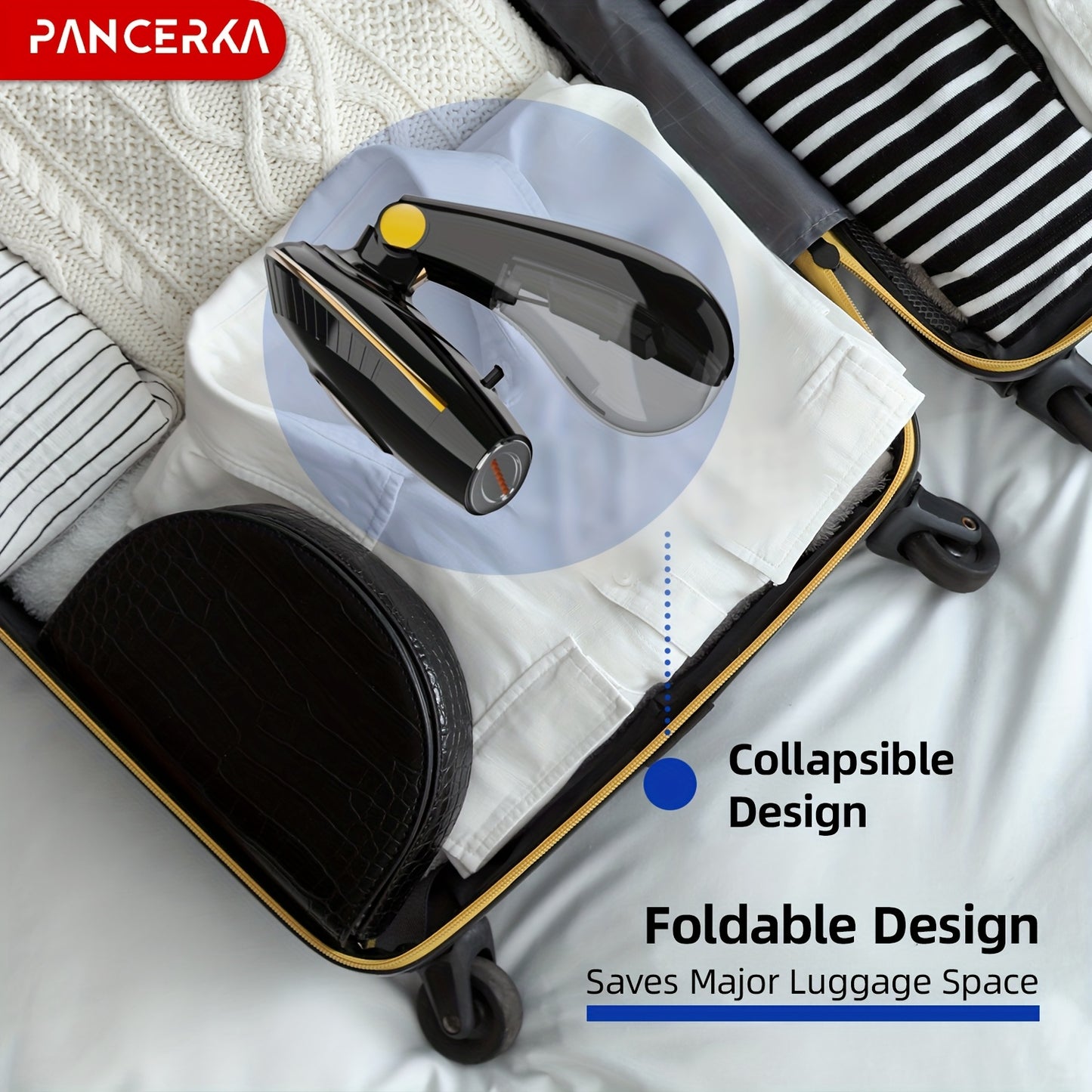 Portable Handheld Steamer – 1500W High-Power Quick Heat-Up, Auto-Off, Foldable Vertical Design, No-Wet Ironing, UK Plug 220-240V for Home & Travel Garment Steaming