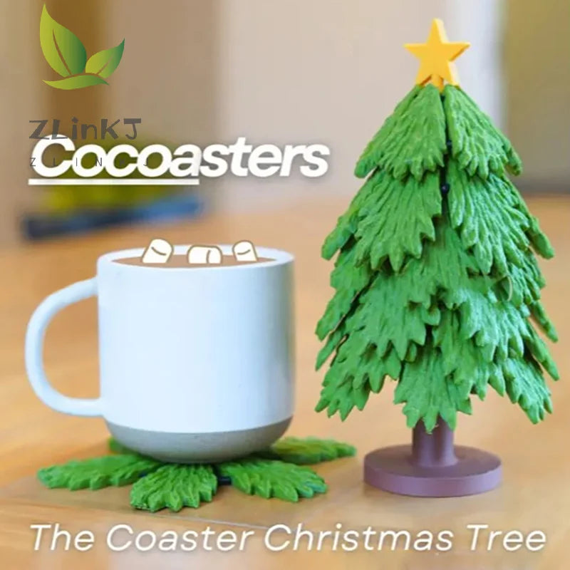 Tree Coaster Mat Dishes Insulation Pad Trivet Set Coaster For Teapot Hot Pots Placemats Table Gift Christmas Tree Coaster Set