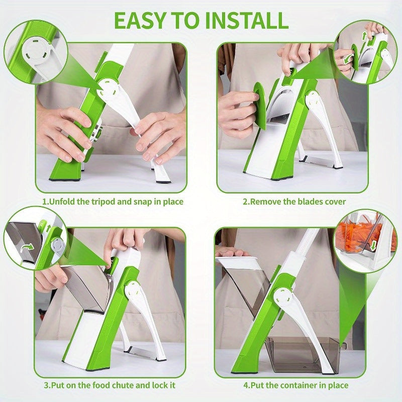 bedee 4-in-1 Manual Vegetable Slicer & Fruit Cutter – Stainless Steel Blades, No Electricity Needed