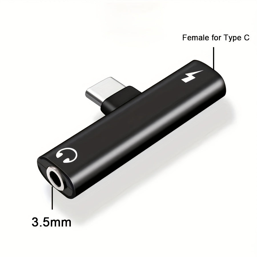 Compact 2-in-1 USB-C to 3.5mm Audio Adapter & Charging Extension – Flat Design, Digital USB Charging Compatible for iPhone 15/16 Pro, Xiaomi 13/14, Huawei My Store