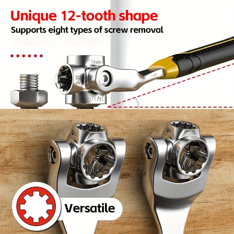 52-in-1 Socket Wrench Set – Anti-Slip Grip, Rotating Design, Stainless Steel Universal Tool for Home & Auto Repairs with Torx Head
