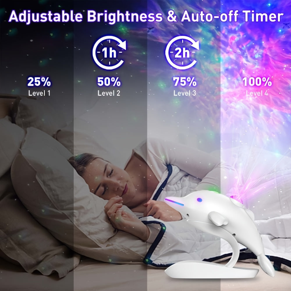1pc Dolphin Galaxy Projection Lamp – USB Powered Starry Sky Light with Remote Control, 7 Adjustable Nebula Modes for Room Decoration My Store