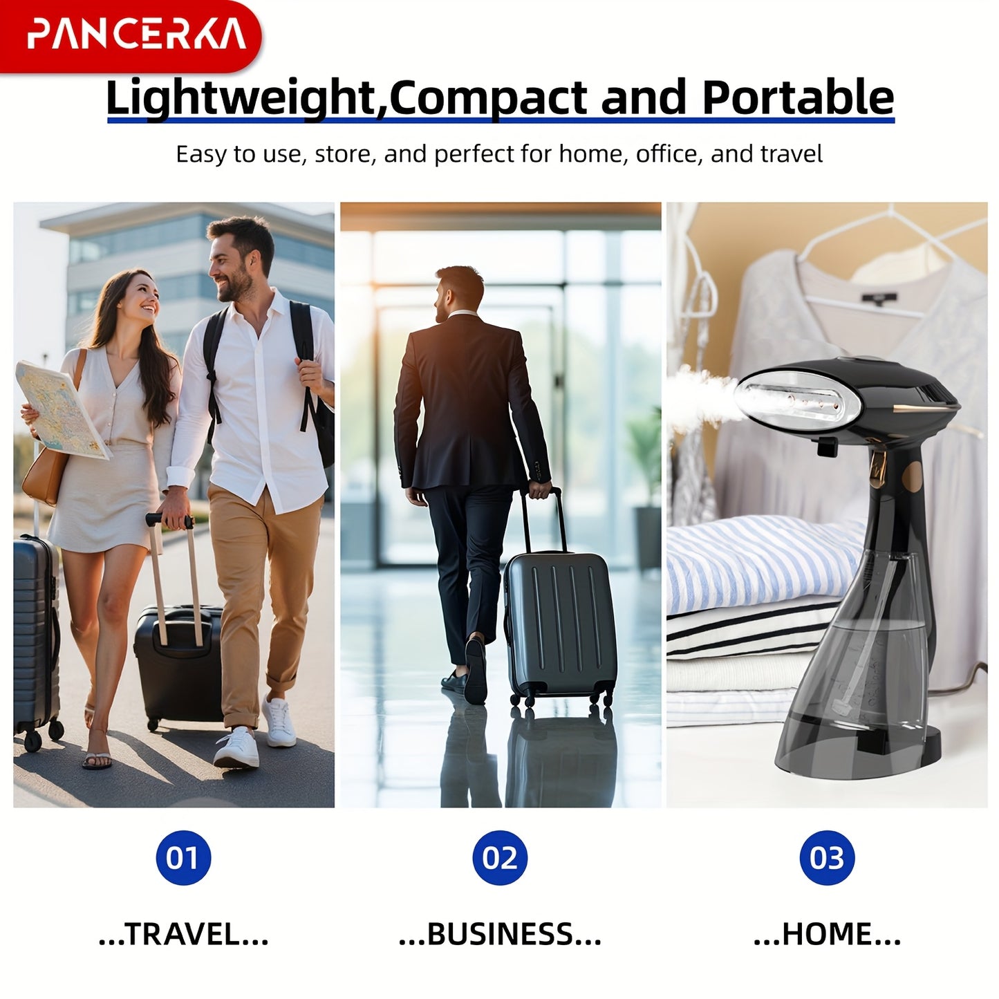 Portable Handheld Steamer – 1500W High-Power Quick Heat-Up, Auto-Off, Foldable Vertical Design, No-Wet Ironing, UK Plug 220-240V for Home & Travel Garment Steaming