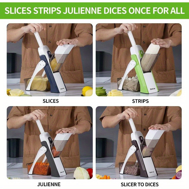 bedee 4-in-1 Manual Vegetable Slicer & Fruit Cutter – Stainless Steel Blades, No Electricity Needed