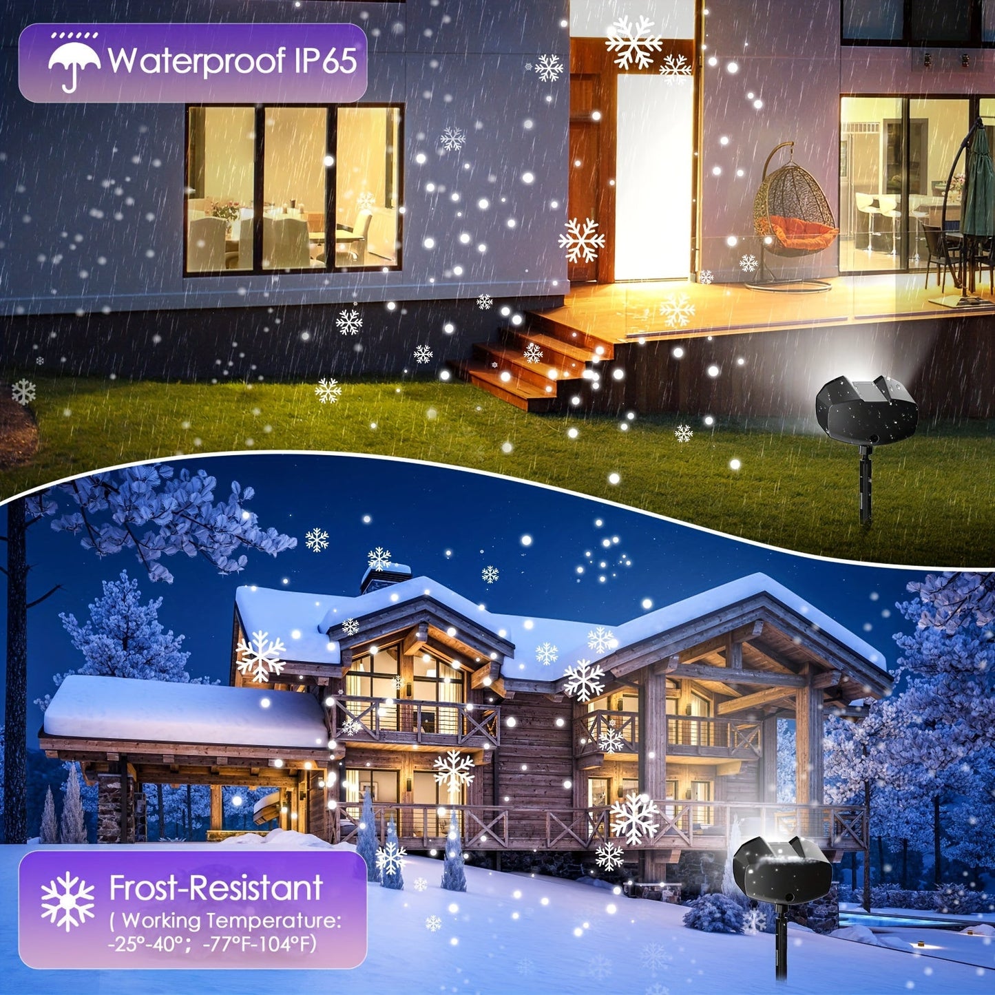 Dual-Head Rotating Snowflake Projection LED Lights – Bright Outdoor Christmas Decor with Remote Control & Power Cable. My Store