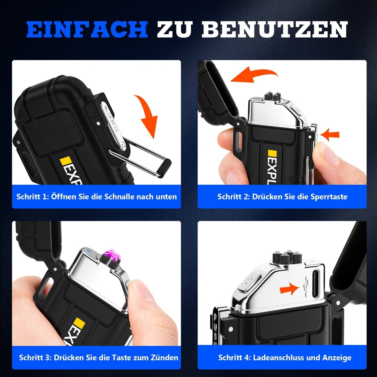 USB-C Rechargeable Plasma Arc Lighter – Windproof & Flameless Electric Lighter for Camping & Outdoor Use. My Store