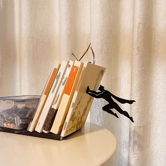 Floating Metal Bookshelf with Silhouette Design – Modern Clamp-On Iron Book Storage & Decor | Lacquered Finish