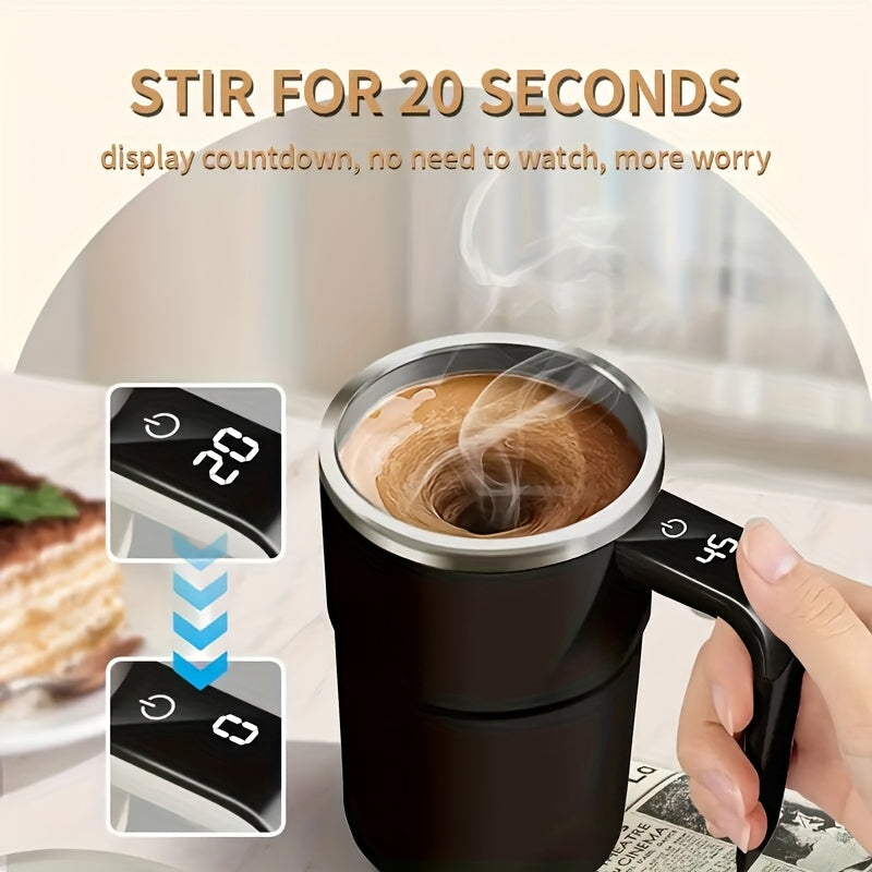 Self-Stirring Coffee Mug with Temperature Display – Automatic Travel Cup for Coffee, Chocolate, Milk, Mocha & Protein Powder