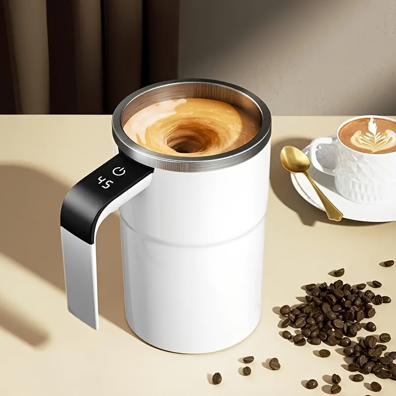 Self-Stirring Coffee Mug with Temperature Display – Automatic Travel Cup for Coffee, Chocolate, Milk, Mocha & Protein Powder