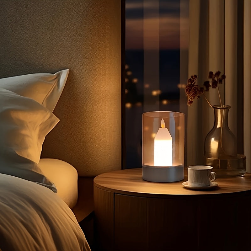 Rechargeable Night Light with Touch Control, Adjustable Brightness, USB Powered, Metal Shade - Includes Power Cord, Night Light Rechargeable, Portable, Candle Lamp Simulation
