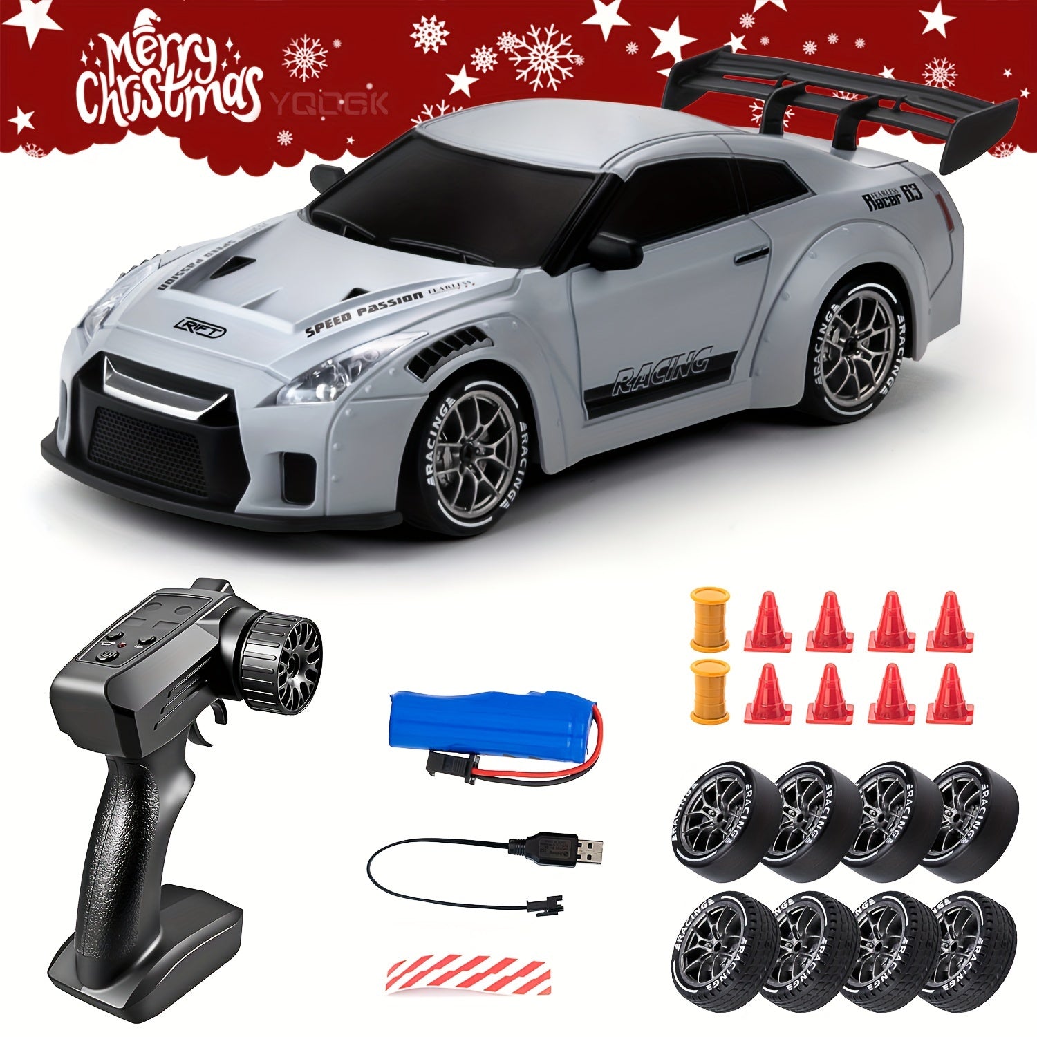 1:24 Scale 4WD RC Drift Car with LED Lights – High-Speed Remote Control Stunt Car for Kids & Adults | Best Gift for Birthday, Christmas, Halloween (Boys & Girls) My Store