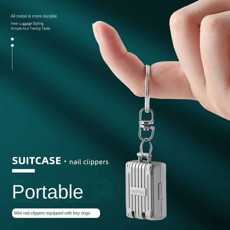 Stainless Steel Fingernail Clippers with Nail File – Concave Blade, Foldable & Portable with Key Ring, Modern Design for Home & Travel