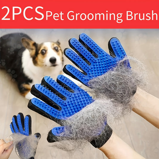 2-Pack Pet Grooming Gloves for Dogs & Cats, Hair Removal Mitts with Massaging and Deshedding Abilities, Non-Toxic Rubber Bristle Material