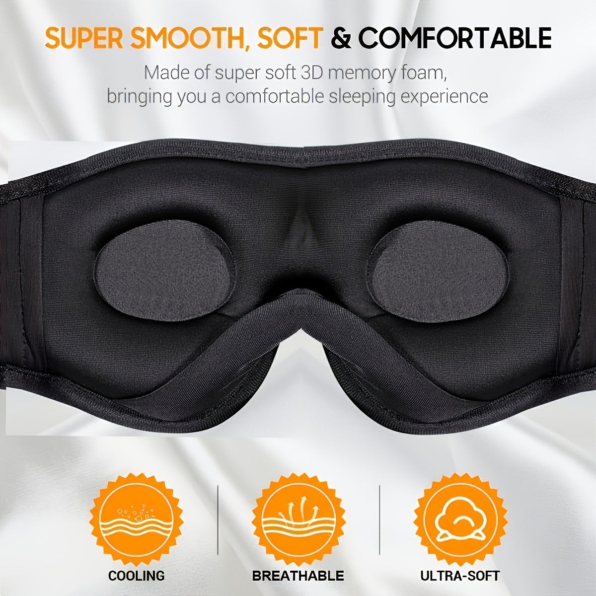 3D Wireless Sleep Mask with 5.2 Bluetooth Earphones – Type-C Charging Wireless Music Eye Mask for Men & Women