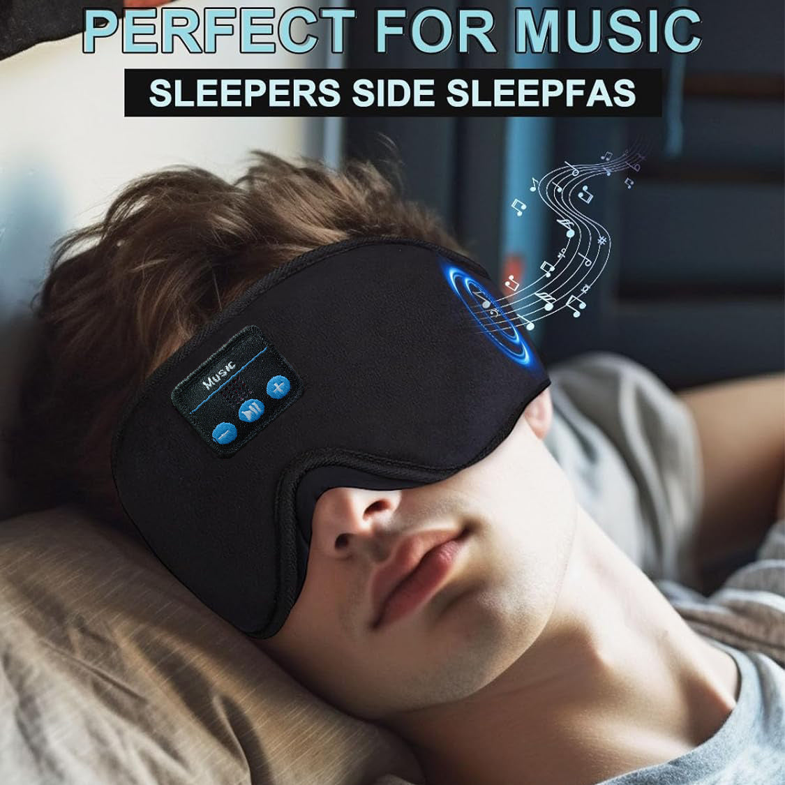 3D Wireless Sleep Mask with 5.2 Bluetooth Earphones – Type-C Charging Wireless Music Eye Mask for Men & Women