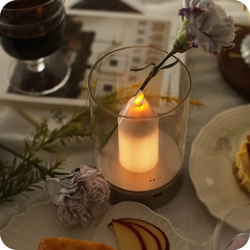 Rechargeable Night Light with Touch Control, Adjustable Brightness, USB Powered, Metal Shade - Includes Power Cord, Night Light Rechargeable, Portable, Candle Lamp Simulation