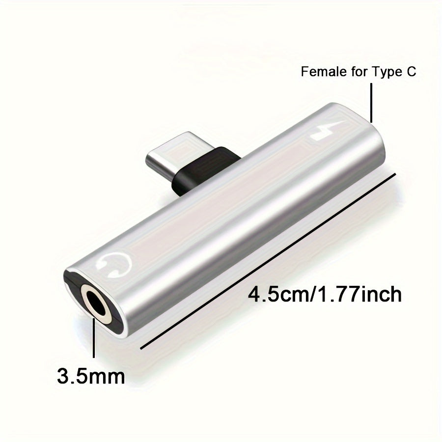 Compact 2-in-1 USB-C to 3.5mm Audio Adapter & Charging Extension – Flat Design, Digital USB Charging Compatible for iPhone 15/16 Pro, Xiaomi 13/14, Huawei My Store