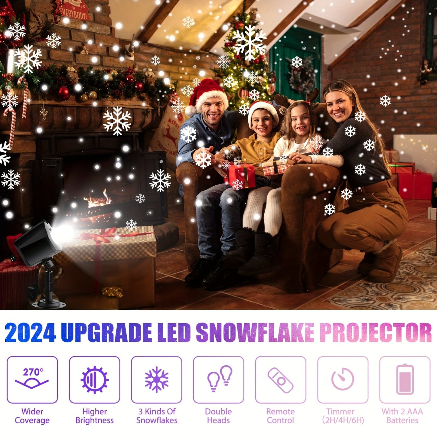 Dual-Head Rotating Snowflake Projection LED Lights – Bright Outdoor Christmas Decor with Remote Control & Power Cable. My Store