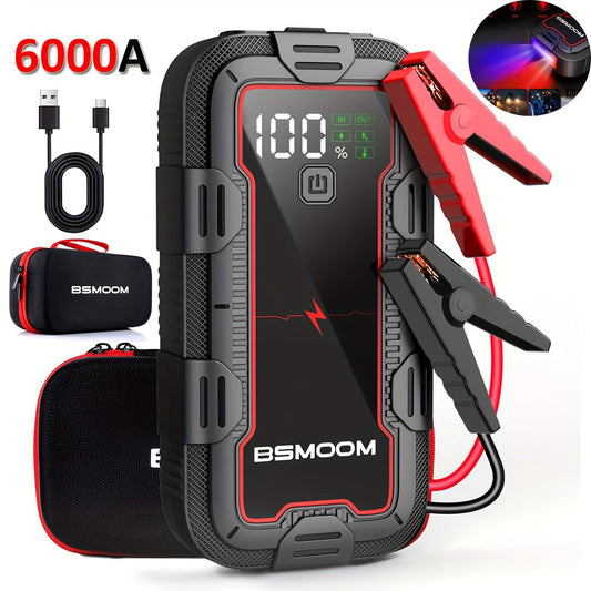 12V Car Jump Starter 6000A Peak – 26800mAh Lithium Power Bank with LED Light & LCD Screen, Supports Gas & Diesel Engines up to 10.0L My Store