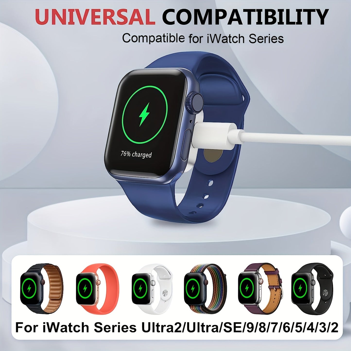 Magnetic Charging Cable for Apple Watch - USB Connector, Lightweight & Portable, Compatible with iWatch Series S10, Ultra 2, and SE - Ideal Easter & Holiday Gift, Smart Watch Charger, Tech Accessory Essiby