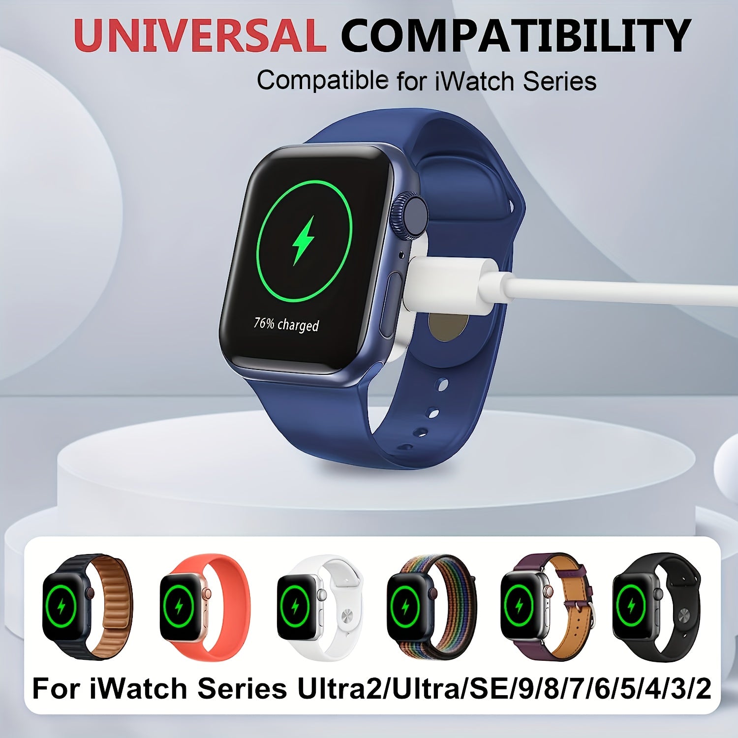 Magnetic Charging Cable for Apple Watch - USB Connector, Lightweight & Portable, Compatible with iWatch Series S10, Ultra 2, and SE - Ideal Easter & Holiday Gift, Smart Watch Charger, Tech Accessory Essiby