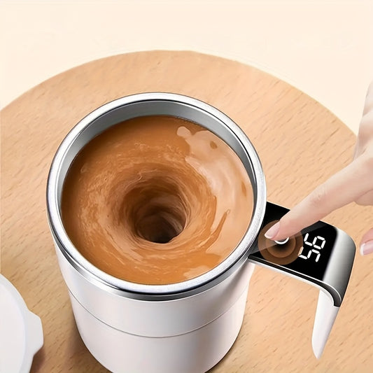 Self-Stirring Coffee Mug with Temperature Display – Automatic Travel Cup for Coffee, Chocolate, Milk, Mocha & Protein Powder