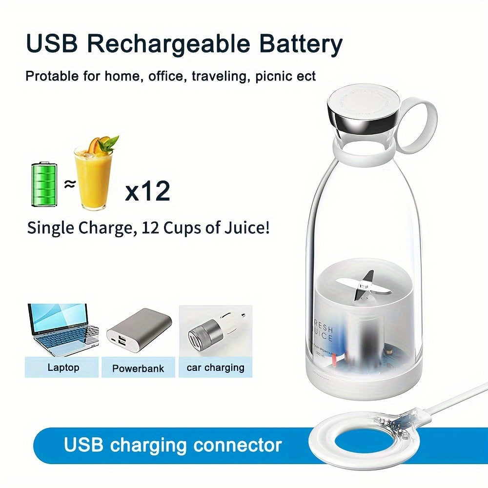 350ml Portable Wireless Mini Fruit Blender Juicer – USB Rechargeable & Travel-Friendly