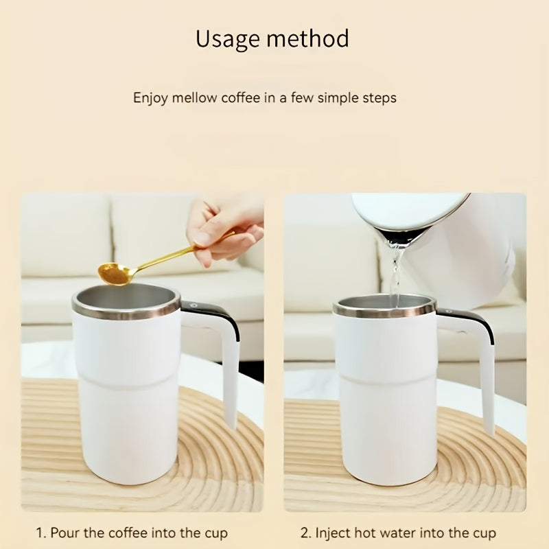Self-Stirring Coffee Mug with Temperature Display – Automatic Travel Cup for Coffee, Chocolate, Milk, Mocha & Protein Powder