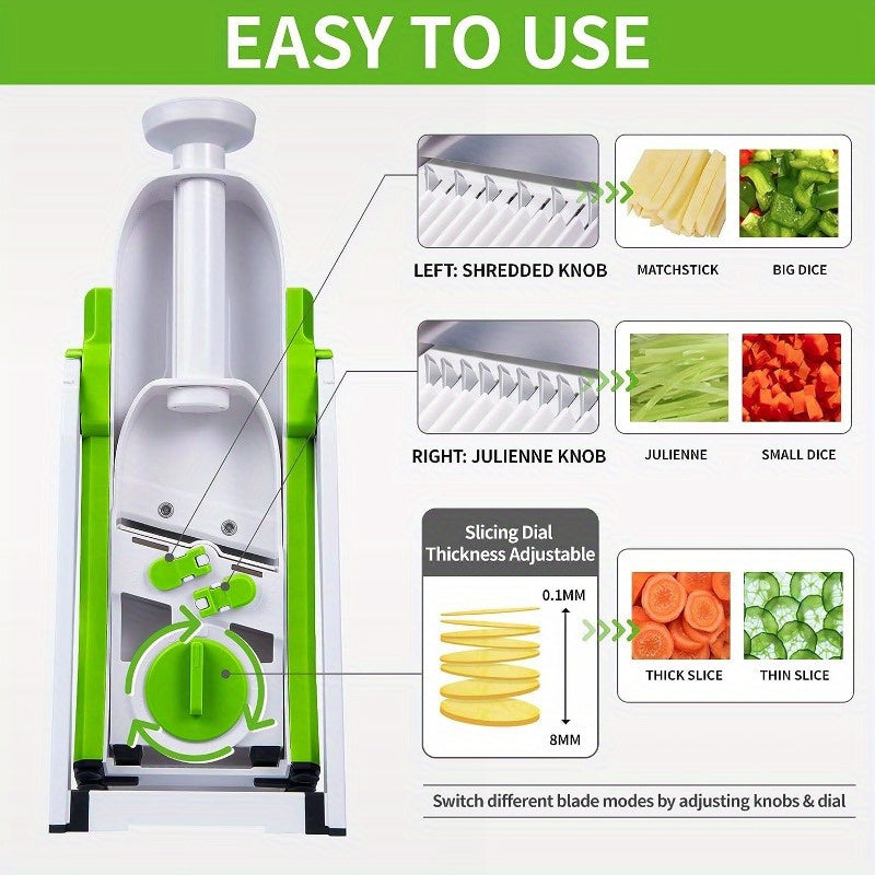 bedee 4-in-1 Manual Vegetable Slicer & Fruit Cutter – Stainless Steel Blades, No Electricity Needed