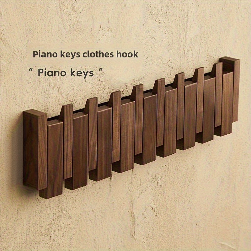 Boho Wooden Wall Hooks – 6pc Foldable Piano Key Hanger for Jewellery & Hats