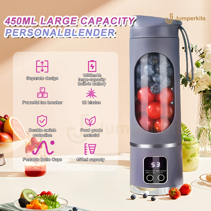 Portable High-Speed Ice Blender & Juicer – 50W USB Rechargeable, 3 Modes (Smoothie, Soup, Freeze), Auto Clean, 1500mAh Battery – Compact & Durable for Travel & Kitchen Use