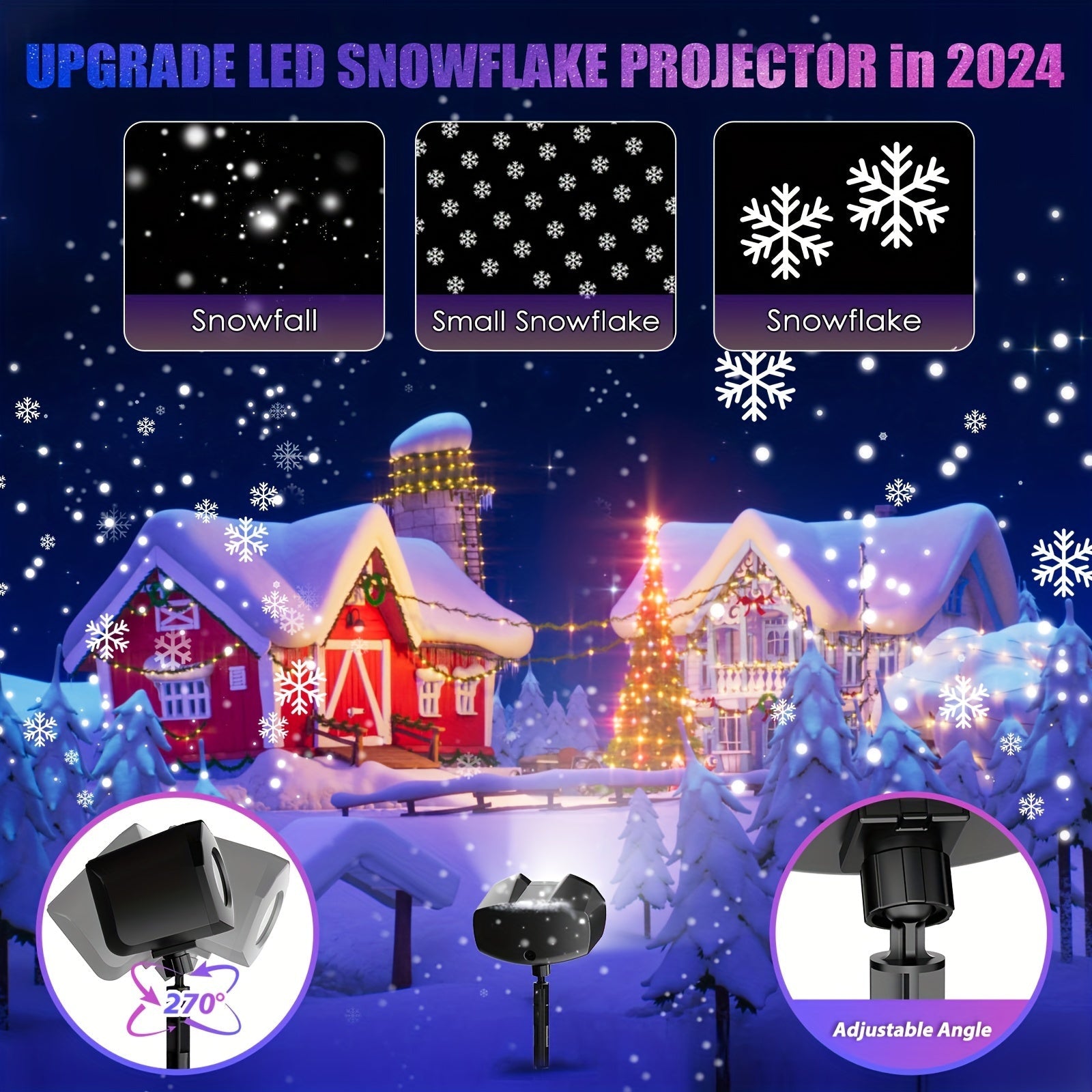 Dual-Head Rotating Snowflake Projection LED Lights – Bright Outdoor Christmas Decor with Remote Control & Power Cable. My Store