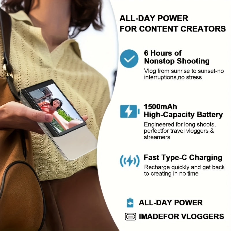 Wireless Selfie Monitor for iPhone & Android - Use Rear Camera for Vlogging/Live Streaming