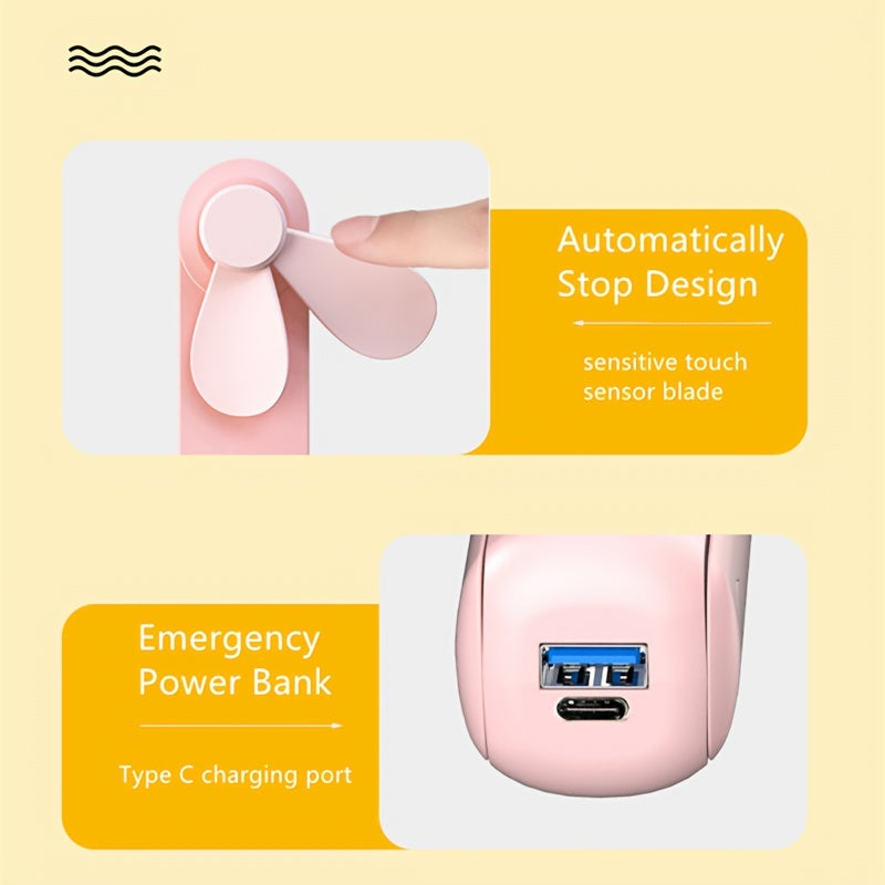 Portable USB Handheld Fan with Built-in Power Bank – Cute, Quiet, and Durable, Perfect for Dormitories My Store