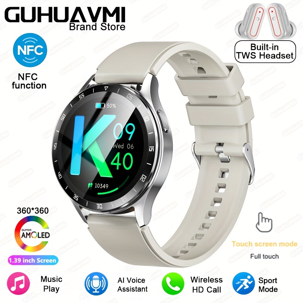 Men's Fashion Smart Watch & Earphones 2-in-1 | 1.39-inch HD Full Touch Screen | Wireless Calling, NFC, Multiple Sports Modes | Fitness Tracker with Built-in Headphones My Store