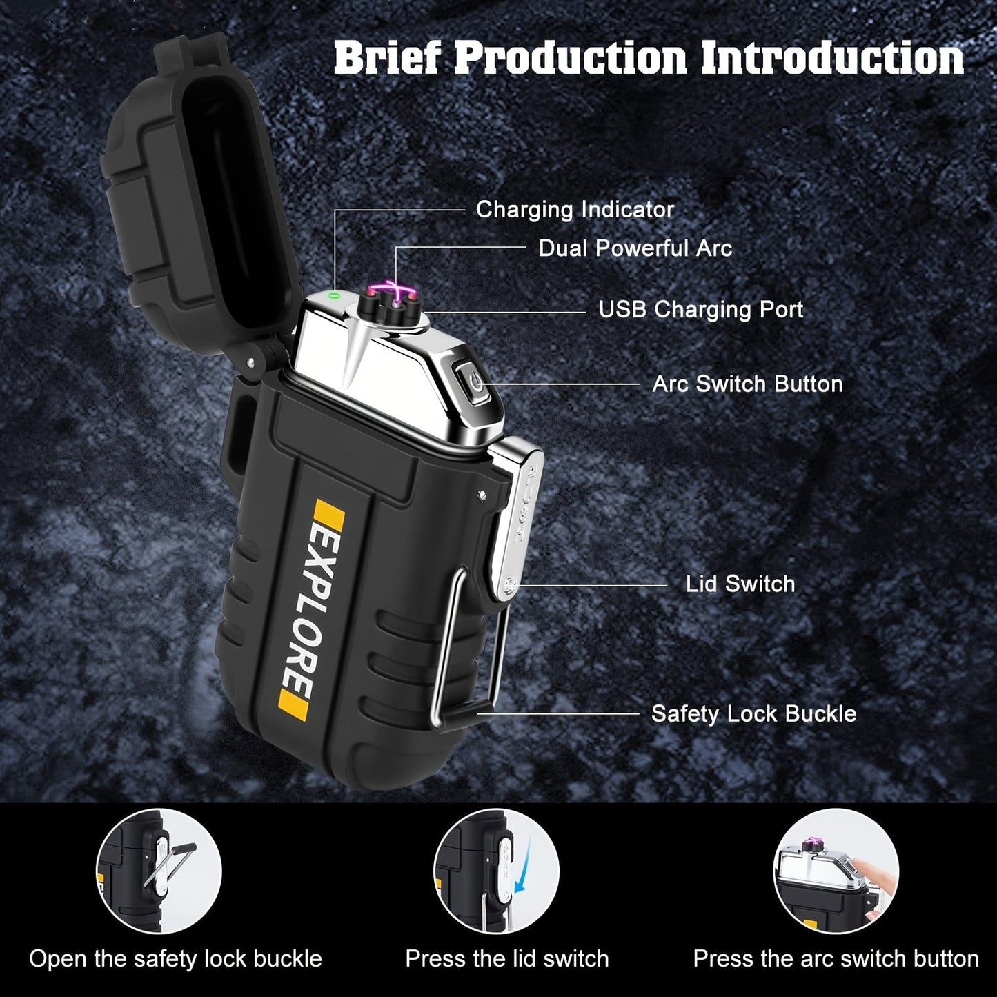 USB-C Rechargeable Plasma Arc Lighter – Windproof & Flameless Electric Lighter for Camping & Outdoor Use. My Store