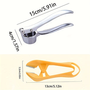 1pc Stainless Steel Garlic Peeler & Cutter – Manual Kitchen Tool for Easy Garlic Prep