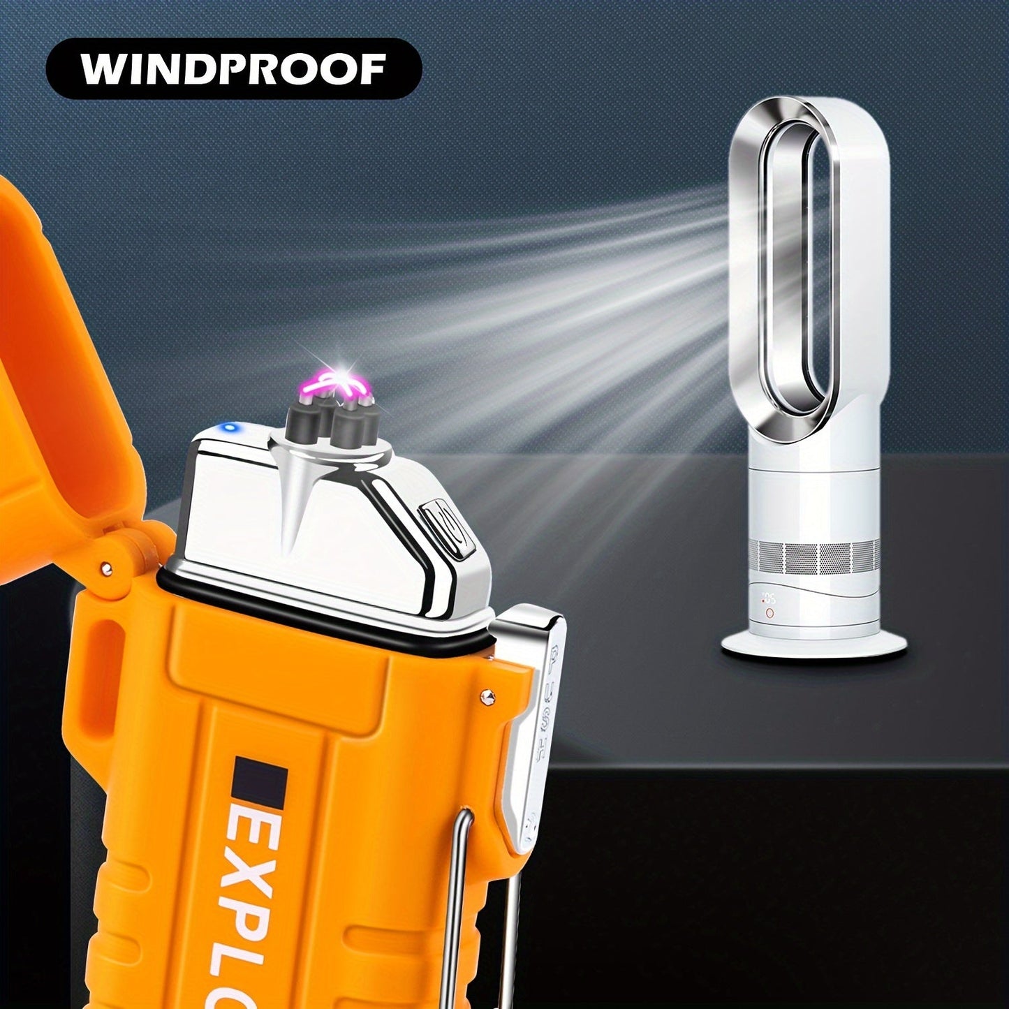 USB C Rechargeable Lighter with Flashlight Dual Arc Plasma Lighter Electronic Windproof Lighter Camping Survival Lighter (Orange) My Store