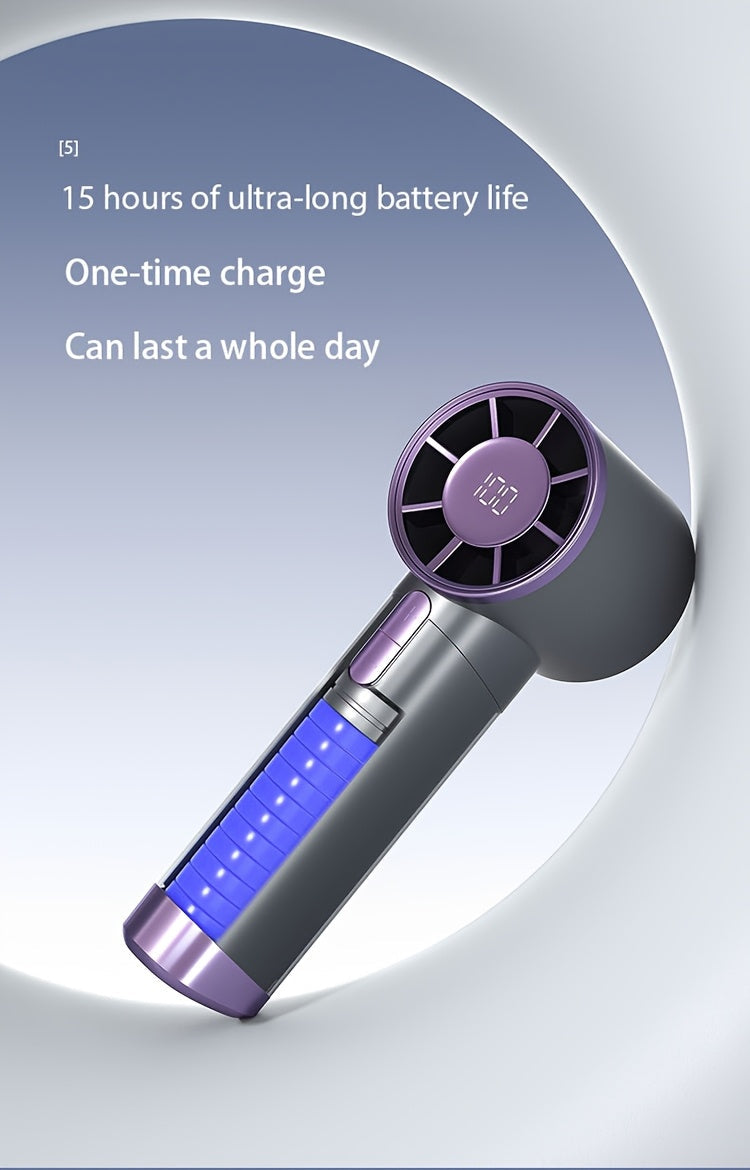Portable Handheld Fan with 100-Speed Turbo, 3000mAh Rechargeable Battery, LCD Display, 9000 RPM High Wind Power, Silent Operation – Perfect for Travel, Camping, & Outdoor Activities | Ideal Gift for Women & Men My Store